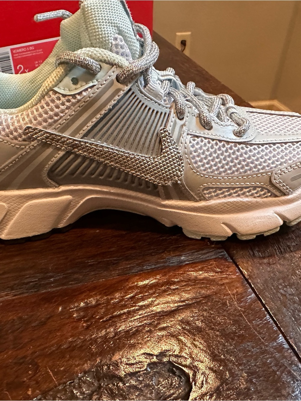 Nike Kids Silver White Mesh Sneakers